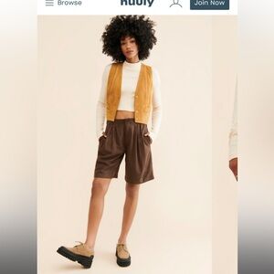 Straight On Vegan Suede Shorts Size L